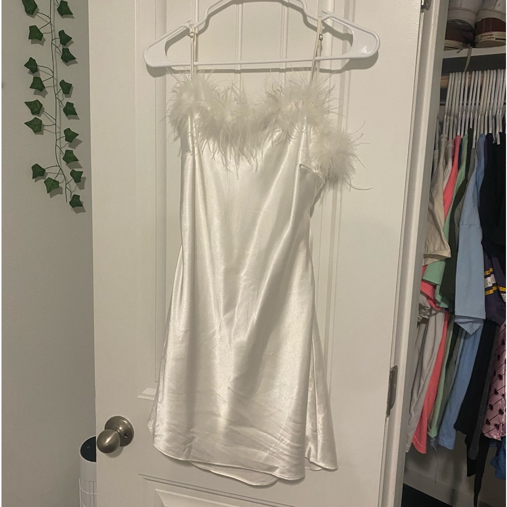 WHITE SILK MINI DRESS